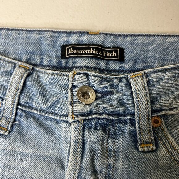 Abercrombie & Fitch Denim Shorts Womens 25 Light Wash Button Fly 3” Frayed 30” W - Picture 4 of 9